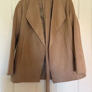 Elegant Tan Faux Suede Women's Jacket
